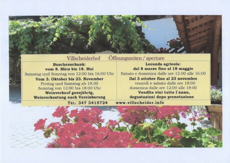 Öffnungszeiten Buschenschank & Weinverkauf