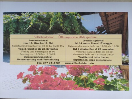 Öffnungszeiten Buschenschank & Weinverkauf