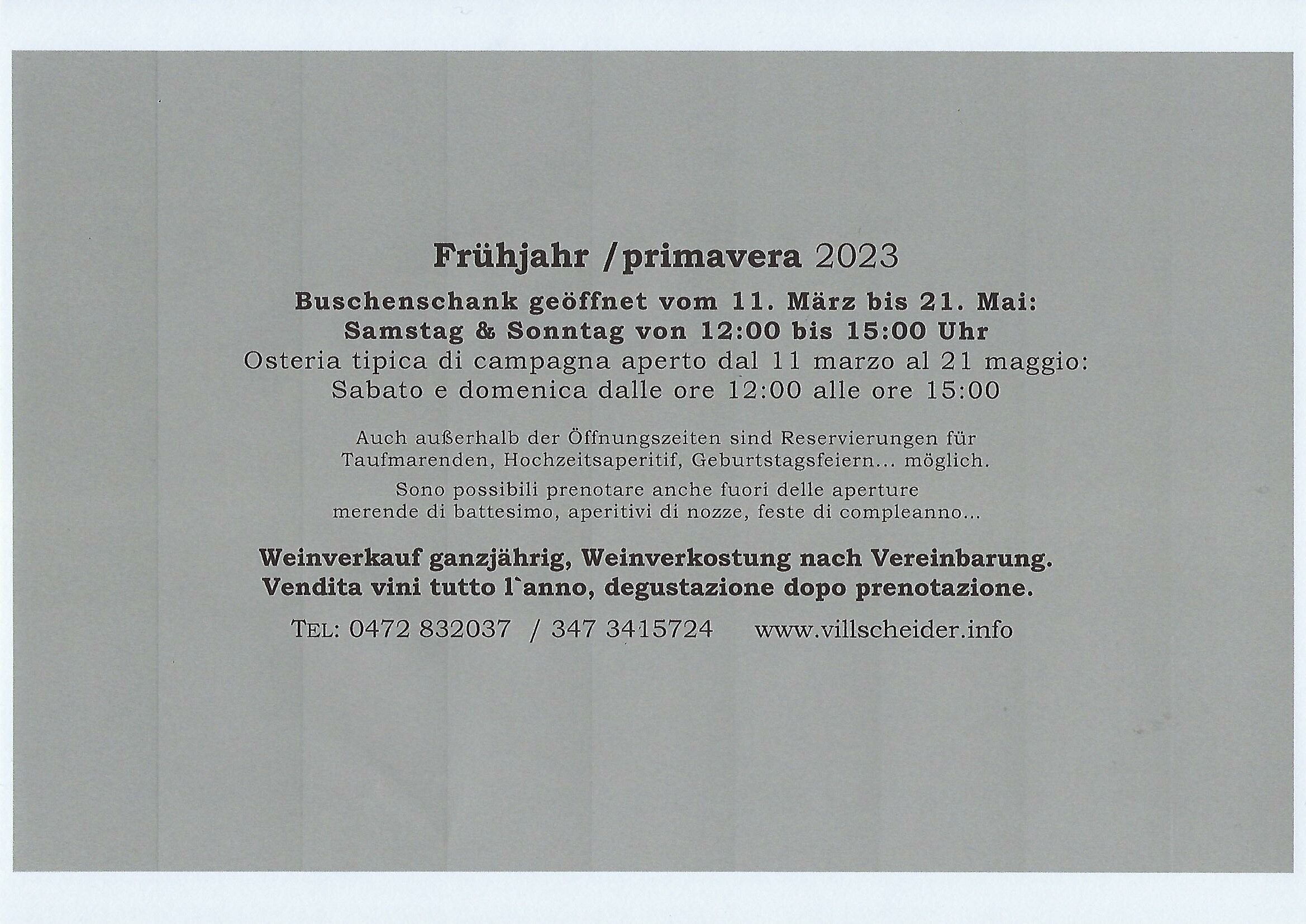 Öffnungszeiten Buschenschank