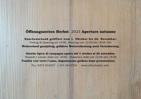 Öffnungszeiten Buschenschank & Weinverkauf